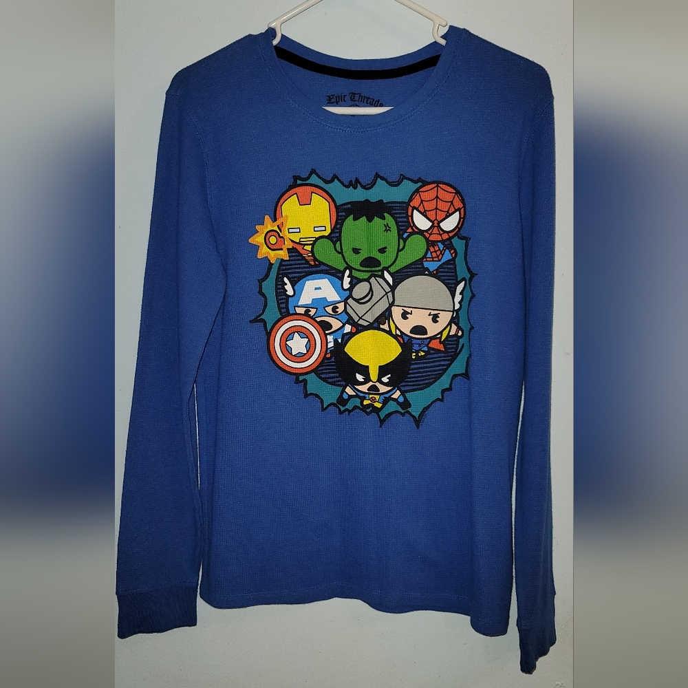 Marvel Epic Threads Blue long sleeved Shirt super hero size extra Large